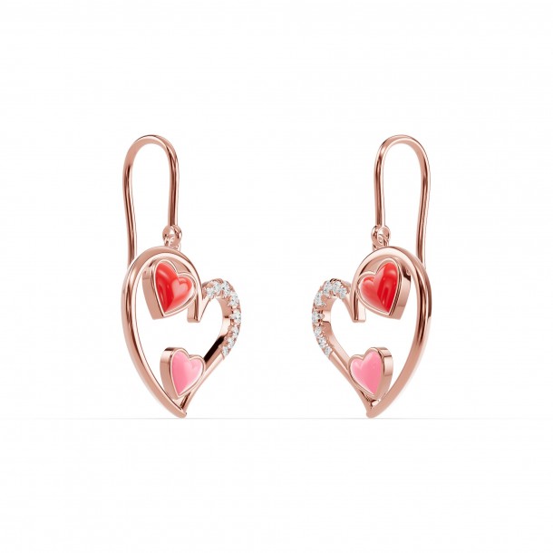 Серьги RC11097-CERM-RED-PINK-4REAR-NAT