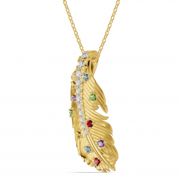 Кулон-перо «Тонкая лёгкость полёта» с камнем