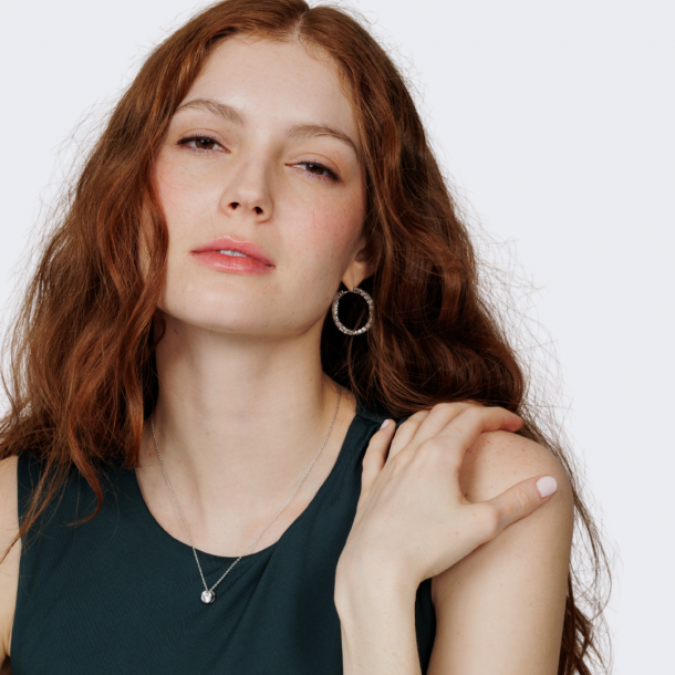 Серьги 41007-.15-30MM Nat 14K WG