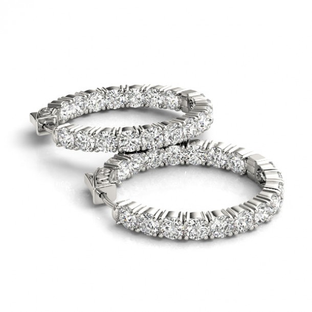 Серьги 41007-.15-30MM Nat 14K WG